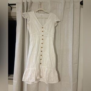 Sugarlips White Eyelet Button-Front Mini Dress